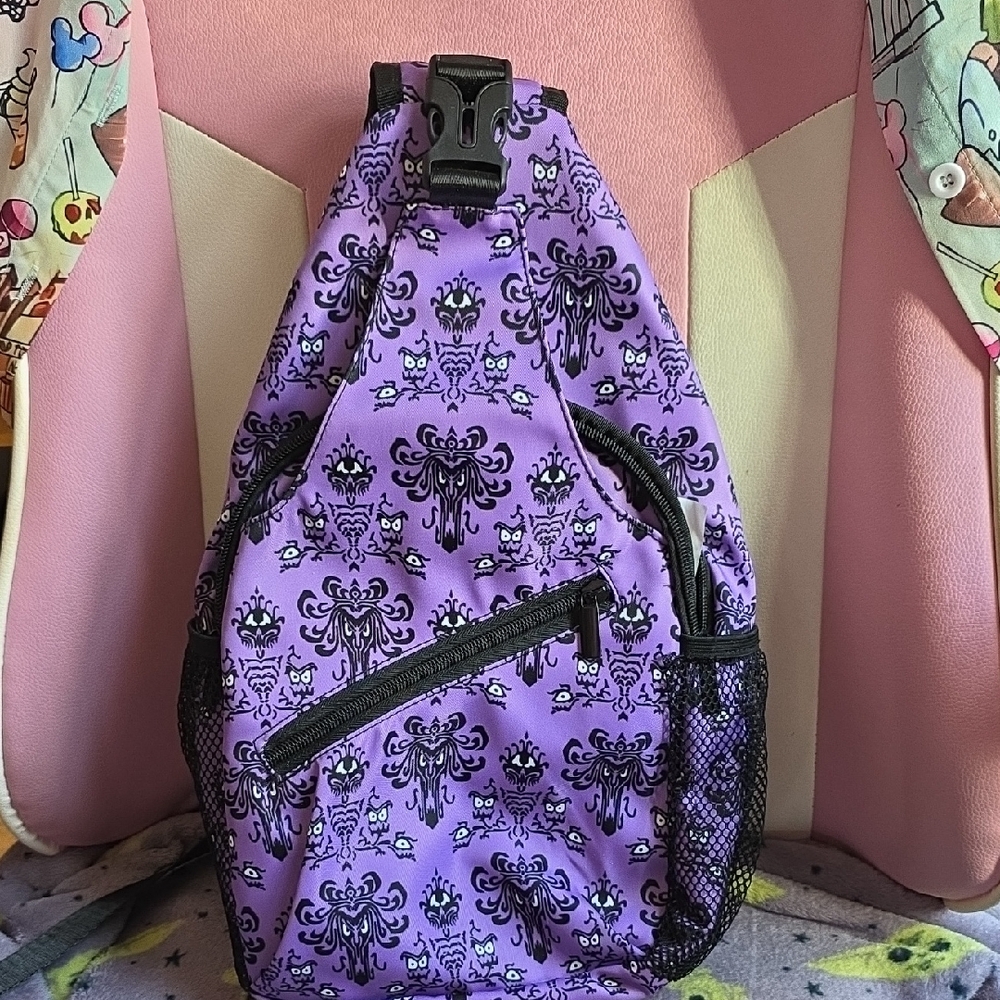 Haunted Mansion Wall Paper Purple Patterned Women's Crossbody Bag
